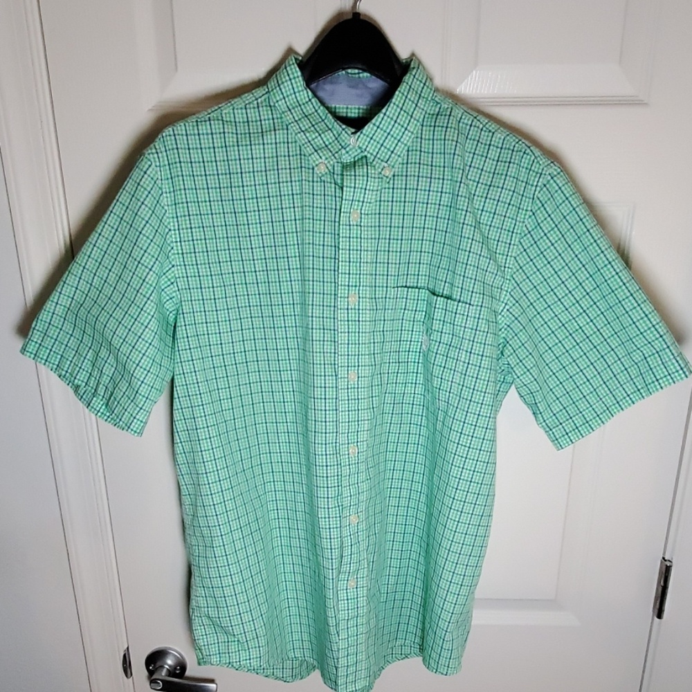Chaps short sleeved green button down.